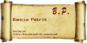 Bancza Patrik névjegykártya